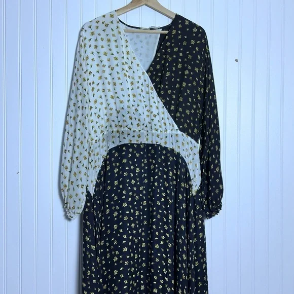 ELIE TAHARI Floral Print Silk Midi-Dress V-Neck Lined Size Large - Picture 8 of 17